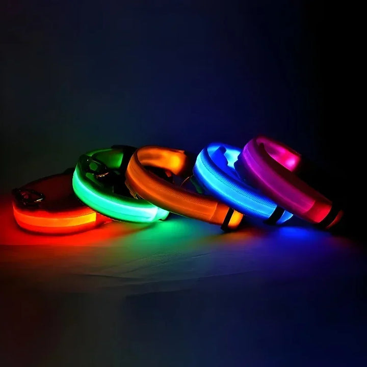 Hundehalsband aus Nylon, LED-Nachtsicherheitsblinken, im Dunkeln leuchtende Hundeleine, Haustierhunde, leuchtendes fluoreszierendes Hundezubehörhalsband