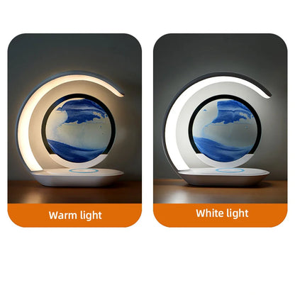 SandGlow Lamp – 3D Hourglass Desk Lamp with Wireless Charging