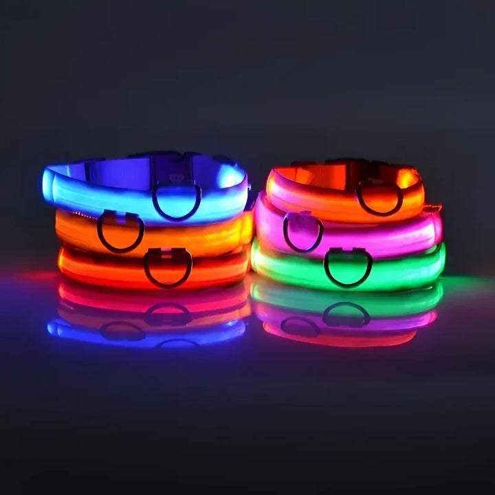 Hundehalsband aus Nylon, LED-Nachtsicherheitsblinken, im Dunkeln leuchtende Hundeleine, Haustierhunde, leuchtendes fluoreszierendes Hundezubehörhalsband