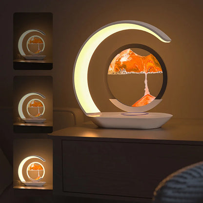 SandGlow Lamp – 3D Hourglass Desk Lamp with Wireless Charging