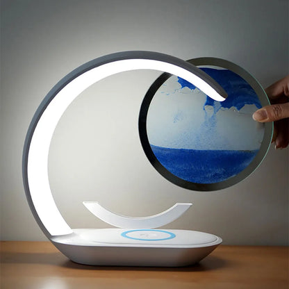 SandGlow Lamp – 3D Hourglass Desk Lamp with Wireless Charging