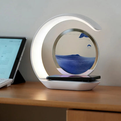 SandGlow Lamp – 3D Hourglass Desk Lamp with Wireless Charging